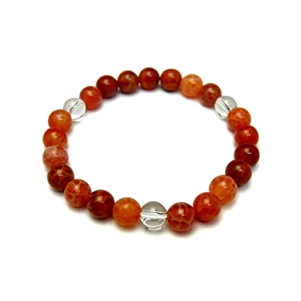 【8mm_Simple_3´sブレスレット】 ファイヤーアゲート(中国産) 8mm 水晶 ブレスレット 風水 パワーストーン / インペリアルオーラ おしゃれ ...