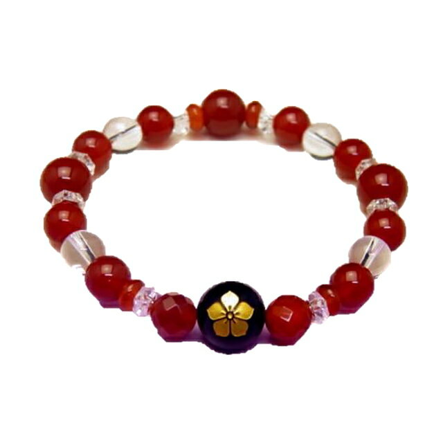 明智光秀 （オニキス）ブレスレット 家紋 数珠 ブレスレット 戦国武将 天然石 風水 パワーストーン / インペリアルオーラ おしゃれ かわいい オシャレ 可愛い プレゼント ギフト 贈り物