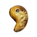 天然石 勾玉 S 龍彫り タイガーアイ パワーストーン 現代勾玉 パワーストーン バラ売り 龍 金彫り勾玉 パワーストーン パワーストーン / インペリアルオー...