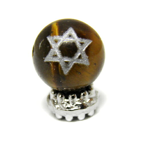 タイガーアイ 六芒星 丸 銀彫り 12mm 一粒売り ブラジル産 Hexagram ヘキサグラム 風水 パワーストーン / インペリアルオーラ おしゃれ かわいい オシャレ 可愛い プレゼント ギフト 贈り物 彫刻ビーズ 彫りビーズ