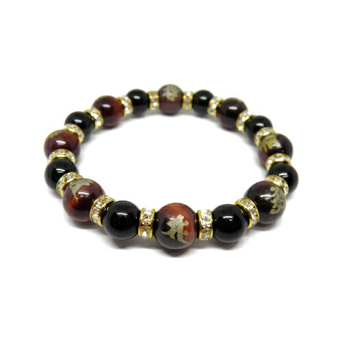 八大梵字 レッドタイガーアイ(金彫り)12mm ブレスレット モリオン 天然石 パワーストーン プチギフト 転勤 退職 お礼 母の日 敬老の日 クリスマス ギフ...