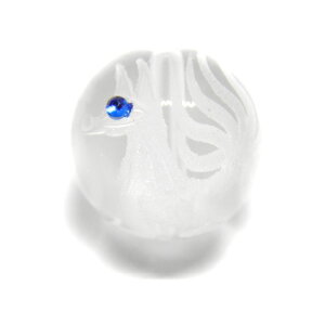 九尾の狐 手彫り玉 水晶 ブルーアイ (ラインストーン入り)12mm【彫刻 一粒売りビーズ】 天然石 パワーストーン / インペリアルオーラ おしゃれ かわいい オシャレ 可愛い プレゼント ギフト 贈り物