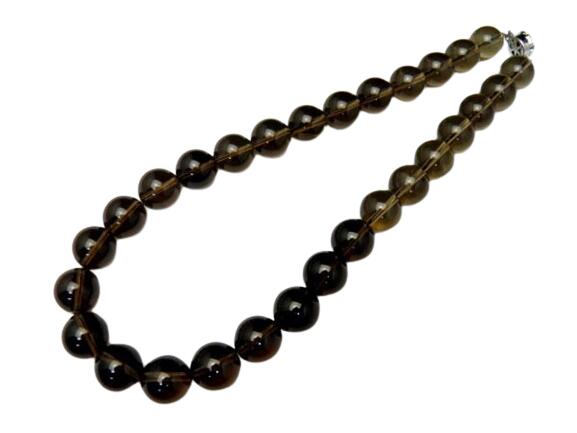ネックレス スモーキークォーツ12mm 差込タイプクラスプ 天然石 パワース...