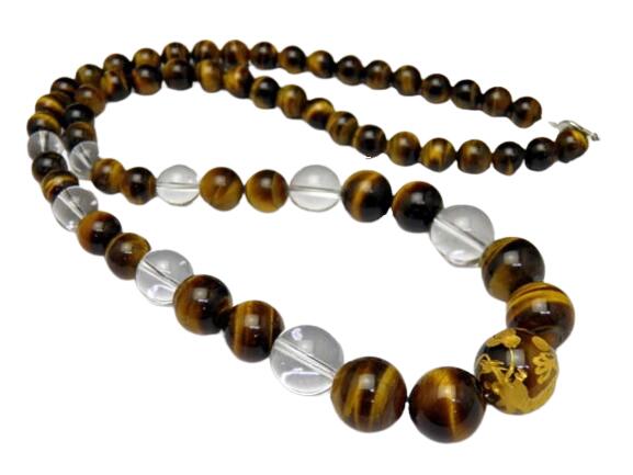 Imperialartsシリーズ 金彫り五爪龍18mm タイガーアイ大玉デザインネックレス 天然石 パワーストーン プチギフト 転勤 退職 お礼 母の日 敬老の...