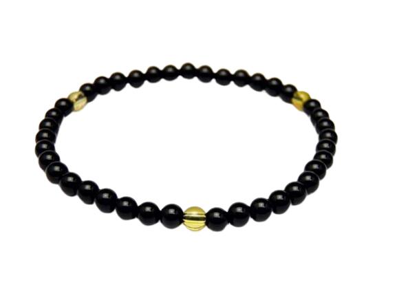 【4mm_Simple_3´sブレスレット】 オニキス&シトリン 天然石 パワーストーン / インペリアルオーラ おしゃれ かわいい オシャレ 可愛い プレゼン...