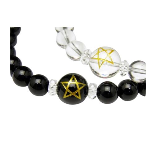 選べる2種類 五芒星 水晶 オニキス 10mm玉 ブレスレット 天然石 パワーストーン / インペリアルオーラ おしゃれ かわいい オシャレ 可愛い プレゼント...