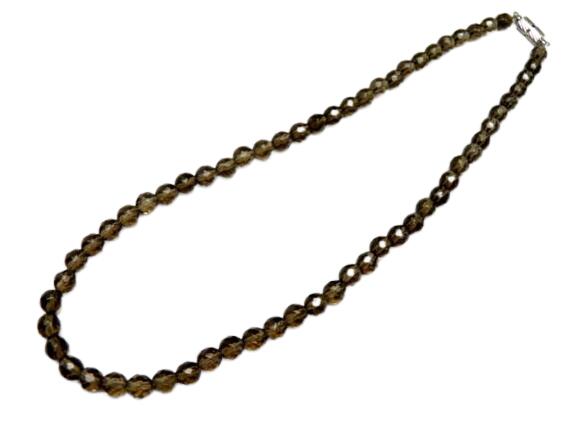 ネックレス スモーキークォーツ64面カット6mm 磁石タイプクラスプ 天然石 パワーストーン / インペリアルオーラ おしゃれ かわいい オシャレ 可愛い プレ...