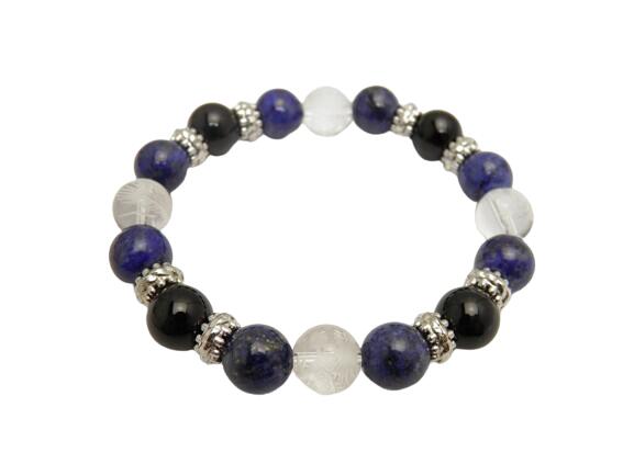 ラピスラズリ&オニキス&四神獣 水晶 金運ブレスレット 内径15cm 天然石 風水 パワーストーン プチギフト 転勤 退職 お礼 母の日 敬老の日 ギフト / ...