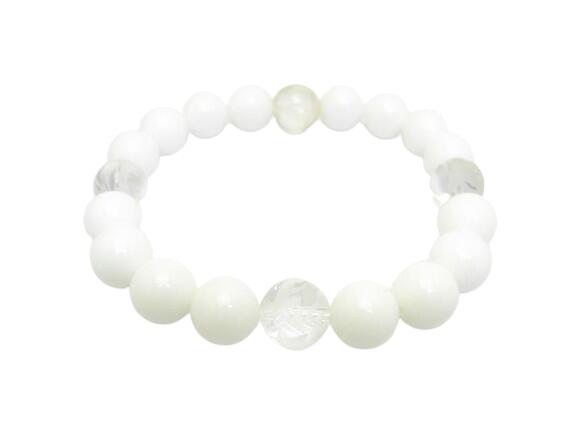 LLサイズ 高級四神獣シリーズ 四神獣ブレスレット 水晶彫り 12mm玉 青龍・朱雀・白虎・玄武 ホワイトオニキス 天然石 風水 パワーストーン / インペリア...