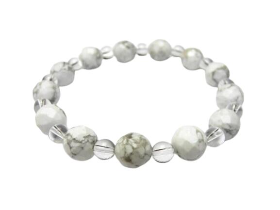 【10mm_Simple_Combiブレスレット】 ホワイトハウライト&水晶 天然石 パワーストーン / インペリアルオーラ おしゃれ かわいい オシャレ 可愛...