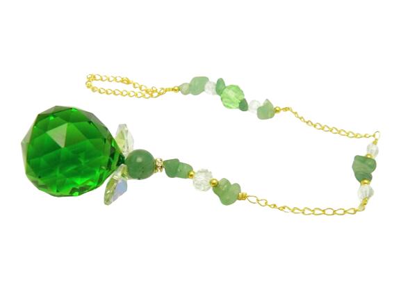 【風水アイテム】サンキャッチャー 3cm玉 チェーンタイプ グリーン プチギフト 転勤 退職 お礼 母の日 ギフト / 天然石、パワーストーンの専門店インペリア...