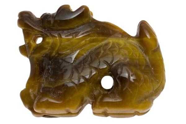 【彫刻置物】龍 タイガーアイ 約30x23mm (専用ポーチ付き) 天然石 パワーストーン プチギフト 転勤 退職 お礼 母の日 敬老の日 ギフト / インペリ...