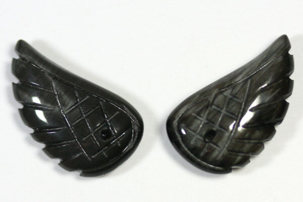 【モチーフビーズ】天使の羽 S グレータイガーアイ 1個売り 天然石 パワーストーン / インペリアルオーラ おしゃれ かわいい オシャレ 可愛い プレゼント ...