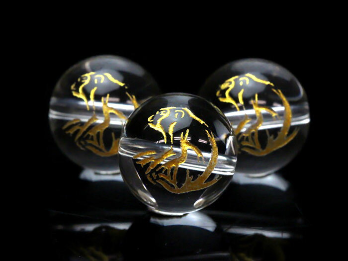 金猿（きんざる）ビーズ 水晶 10mm 【彫刻 一粒売りビーズ】 天然石 風水 パワーストーン / インペリアルオーラ おしゃれ かわいい オシャレ 可愛い プレゼント ギフト 贈り物