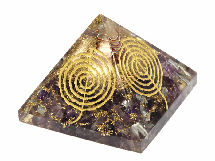 ピラミッド 【オルゴナイト】 レイキ マントラシンボル アメジスト 65mm前後 パワーストーン プチギフト 転勤 退職 お礼 母の日 敬老の日 クリスマス ギ...