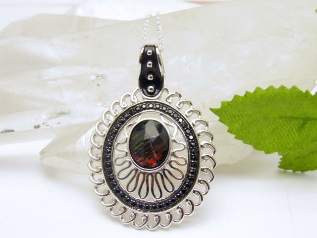 【ペンダントトップ】 デザインPT ネックレス アンモライト SV925 オーバル 40×27mm プチギフト 転勤 退職 お礼 母の日 敬老の日 ギフト / 天然石、パワーストーンの専門店インペリアルオーラ おしゃれ かわいい オシャレ 可愛い プレゼント ギフト 贈り物