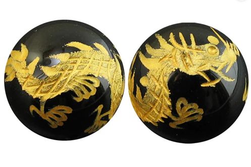 龍 オニキス 金彫り 10mm玉ビーズ【彫刻 一粒売りビーズ】天然石 パワーストーン / インペリアルオーラ おしゃれ かわいい オシャレ 可愛い プレゼント ギフト 贈り物