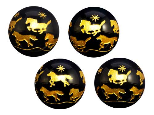 【彫刻ビーズ・彫りビーズ】九頭馬-オニキス(金色)14mm 1粒売り 天然石 パワーストーン / インペリアルオーラ おしゃれ かわいい オシャレ 可愛い プレ...