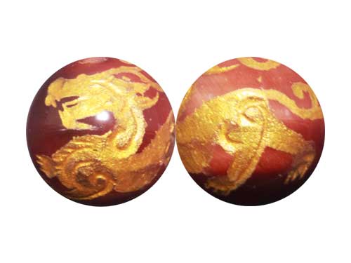 ヤアズ オレンジタイガーアイ (金色入り)彫刻ビーズ 12mm 【穴あり一粒売りビーズ】 天然石 パワーストーン / インペリアルオーラ おしゃれ かわいい オ...