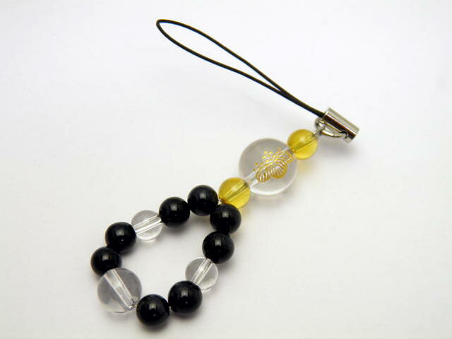 戦国武将ストラップ オニキス/水晶 金彫り家紋 豊臣秀吉 パワーストーン携帯ストラップ 天然石 パワーストーン / インペリアルオーラ おしゃれ かわいい オシャレ 可愛い プレゼント ギフト 贈り物