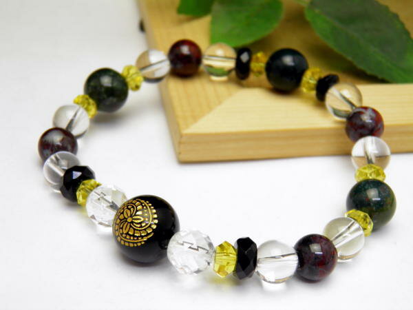 天然石 戦国武将 黒田官兵衛 オニキス 水晶 ブラッドストーン ブレスレット 天然石 風水 パワーストーン / インペリアルオーラ おしゃれ かわいい オシャレ 可愛い プレゼント ギフト 贈り物