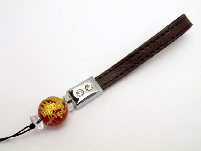 選べる3種類 携帯ストラップ オニキス・レッドメノウ・ブルーメノウ・龍彫り (合皮茶ひも) 龍 (金) 約14mm 天然石 パワーストーン プチギフト 転勤 退...