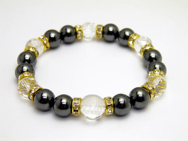 八大梵字水晶(素彫り)12mm ブレスレット ヘマタイト 天然石 パワーストーン プチギフト 転勤 退職 お礼 母の日 敬老の日 クリスマス ギフト / インペ...