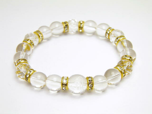 八大梵字水晶（素彫り）12mm ブレスレット 水晶 天然石 パワーストーン プチギフト 転勤 退職 お礼 母の日 敬老の日 クリスマス ギフト / インペリアルオーラ おしゃれ かわいい オシャレ 可愛い プレゼント ギフト 贈り物