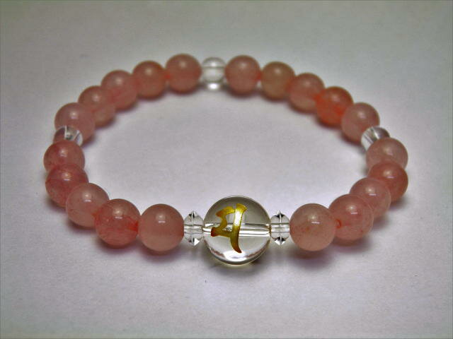 マ（大黒天）水晶梵字玉 12mm ブレスレット 天然石 パワーストーン プチギフト 転勤 退職 お礼 母の日 敬老の日 クリスマス ギフト / インペリアルオーラ おしゃれ かわいい オシャレ 可愛い プレゼント ギフト 贈り物