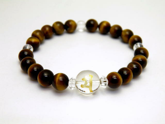 マ（大黒天）水晶梵字玉 12mm ブレスレット 天然石 パワーストーン プチギフト 転勤 退職 お礼 母の日 敬老の日 クリスマス ギフト / インペリアルオーラ おしゃれ かわいい オシャレ 可愛い プレゼント ギフト 贈り物