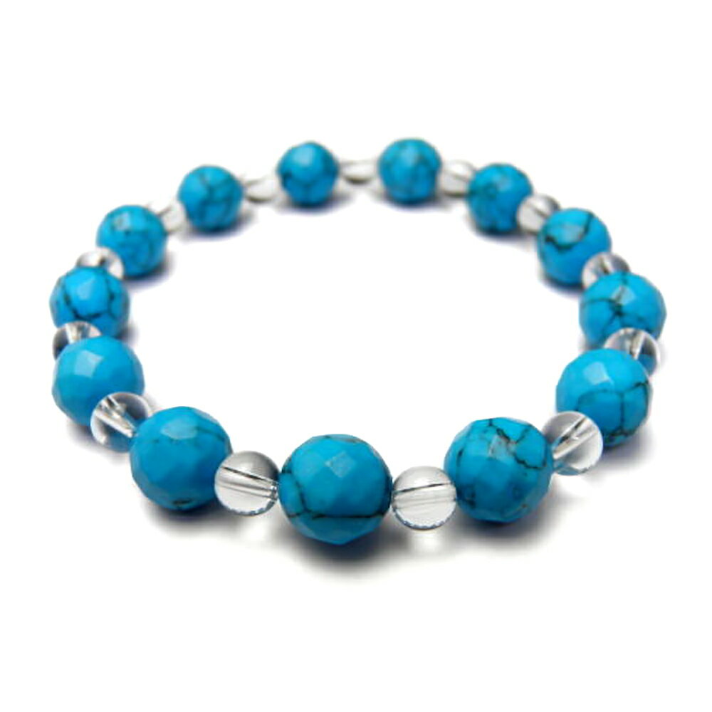 【10mm_Simple_Combiブレスレット】 ターコイズ＆水晶 天然石 パワーストーン / インペリアルオーラ おしゃれ かわいい オシャレ 可愛い プレゼント ギフト 贈り物