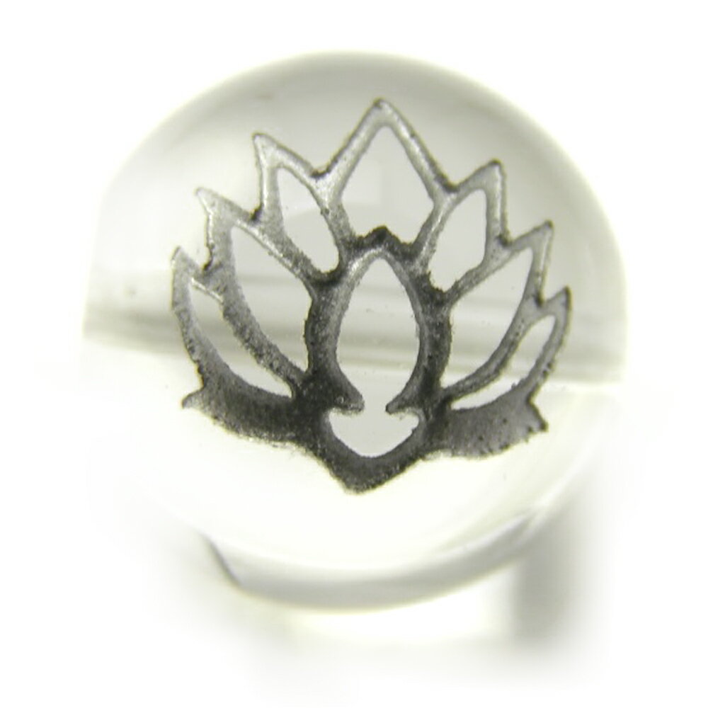 【彫刻ビーズ・彫りビーズ】水晶 12mm 彫刻ビーズ 蓮花 銀彫り 【彫刻 一粒売りビーズ】 天然石 パワーストーン / インペリアルオーラ おしゃれ かわいい オシャレ 可愛い プレゼント ギフト 贈り物