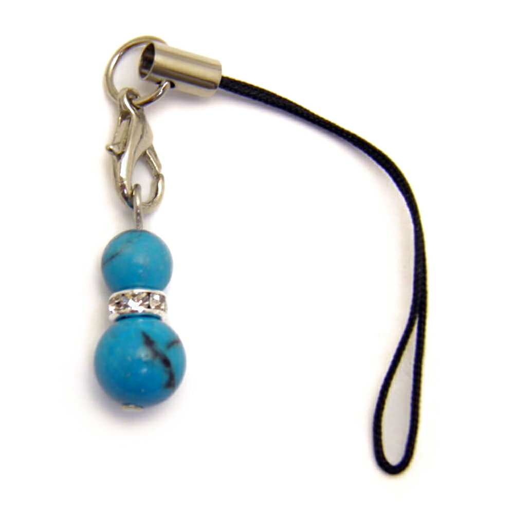 ひょうたんストラップ S ターコイズ (縞あり) パワーストーンストラップ ひょうたん携帯ストラップ ひょうたんスマホピアス 瓢箪 ひょうたんイヤホンジャック ...