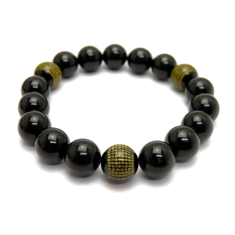 オニキス (金彫り) 般若心経 12mm ブレスレット 天然石 パワーストーン プチギフト 転勤 退職 お礼 母の日 敬老の日 ギフト / インペリアルオーラ ...