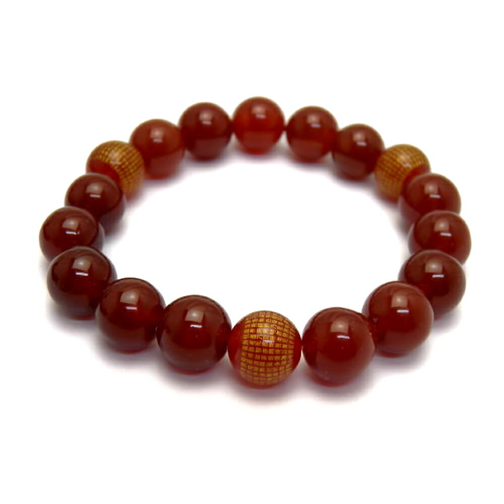 レッドメノウ (金彫り) 般若心経 12mm ブレスレット 天然石 パワーストーン プチギフト 転勤 退職 お礼 母の日 敬老の日 ギフト / インペリアルオー...
