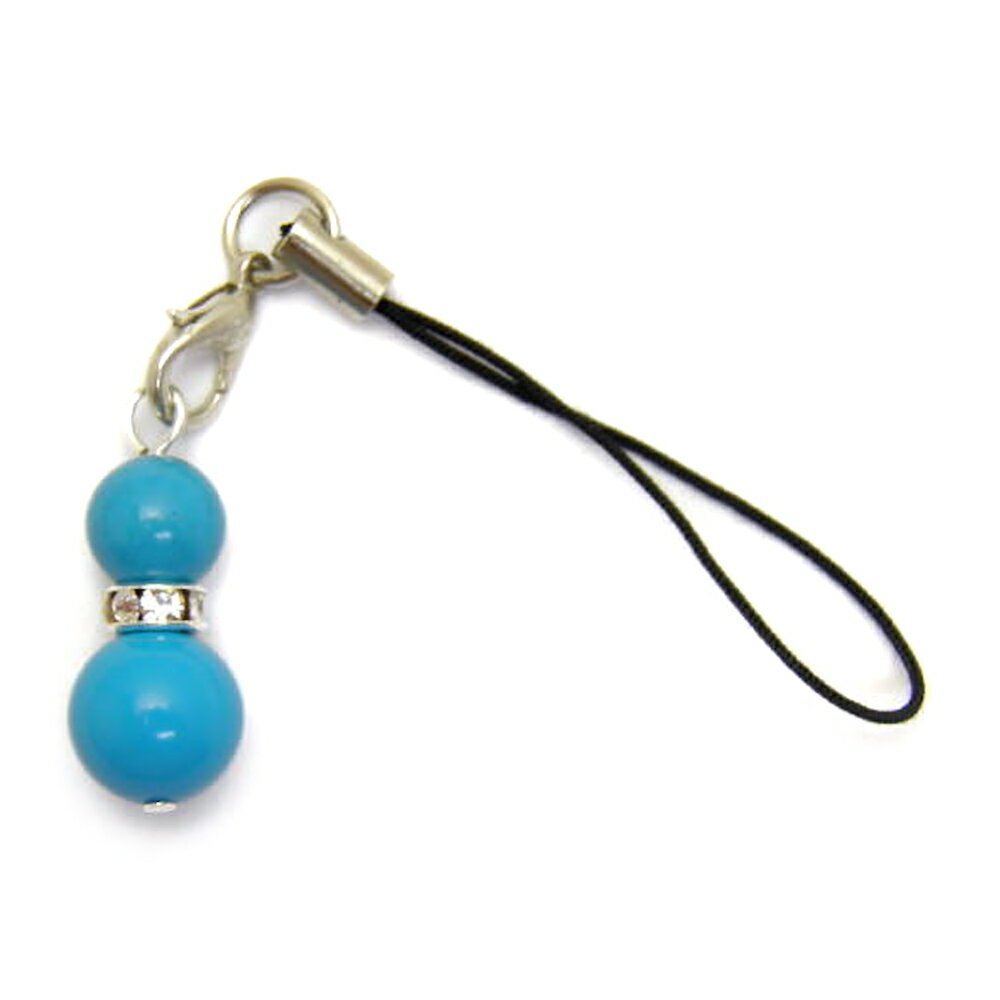 ひょうたんストラップ M ターコイズ (縞なし) パワーストーンストラップ ひょうたん携帯ストラップ ひょうたんスマホピアス 瓢箪 ひょうたんイヤホンジャック ...