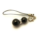 パワーストーン 黒トルマリン ひょうたん ストラップ M メンズ・レディース用/厄除け祈願やお守りに ヒョウタン型(瓢箪)の天然石の携帯ストラップ / インペリ...