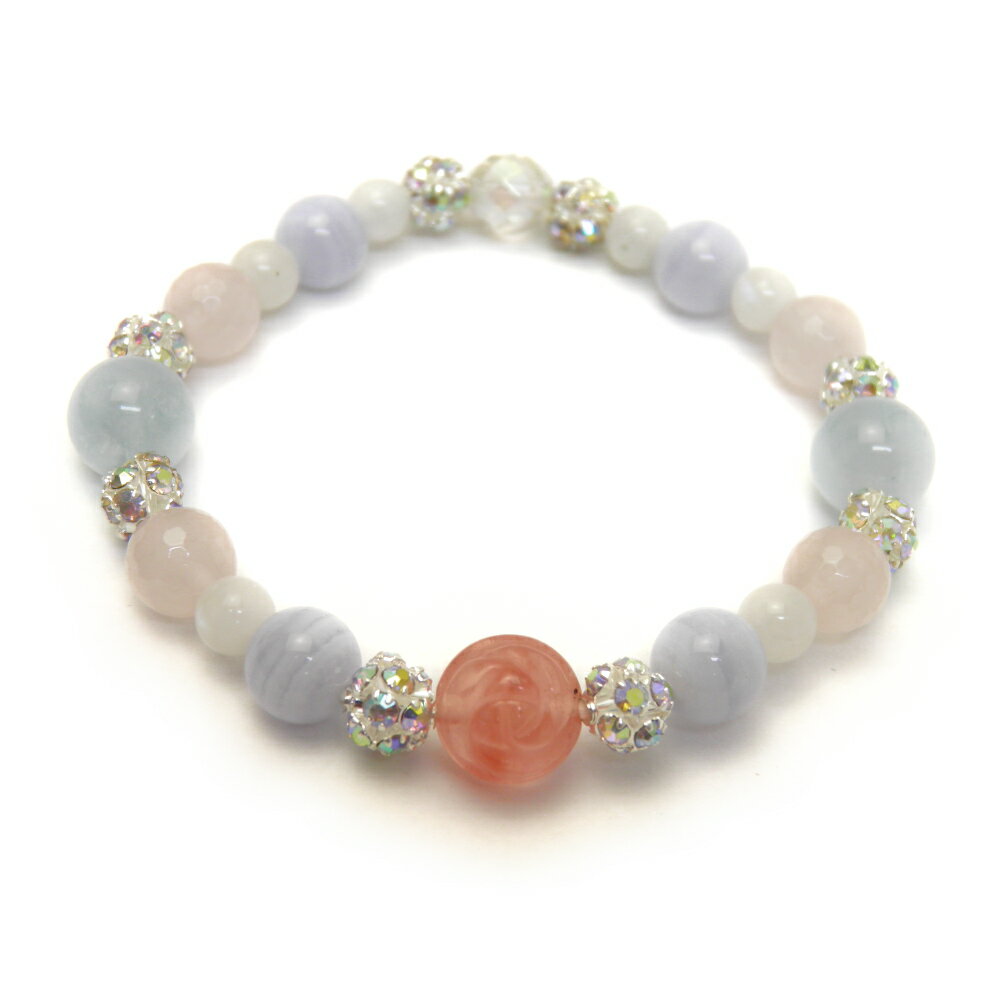 【薔薇ブレスレット】 チェリークォーツ 数珠 ブルーレース・ローズクォーツ 天然石 パワーストーン / インペリアルオーラ おしゃれ かわいい オシャレ 可愛い...