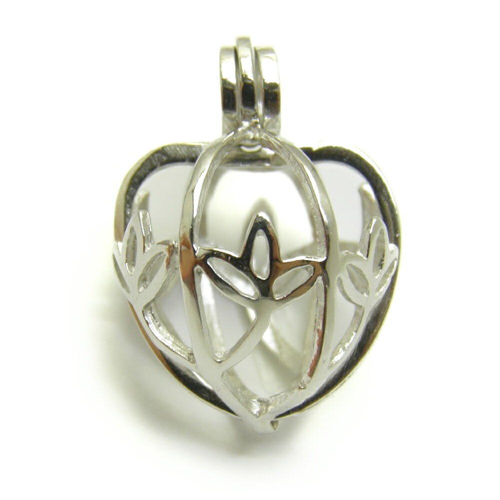 かごペンダントトップ 三つ葉 10mm丸玉用 1個売り アロマペンダント アロマペンダントトップ アロマ ペンダント / 天然石、パワーストーンの専門店インペリ...