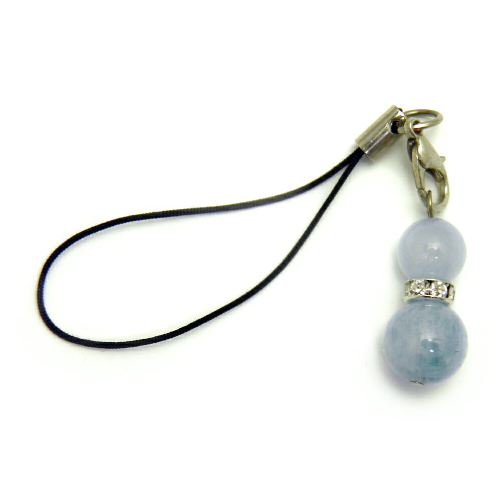 パワーストーン アクアマリンAA ひょうたん ストラップ メンズ・レディース用/厄除け祈願やお守りに ヒョウタン型(瓢箪)の天然石の携帯ストラップ / インペリ...