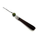 グリーンメノウ 般若心経(金)12mm 携帯ストラップ 合皮茶ひも 天然石 パワーストーン プチギフト 転勤 退職 お礼 母の日 敬老の日 ギフト / インペリ...