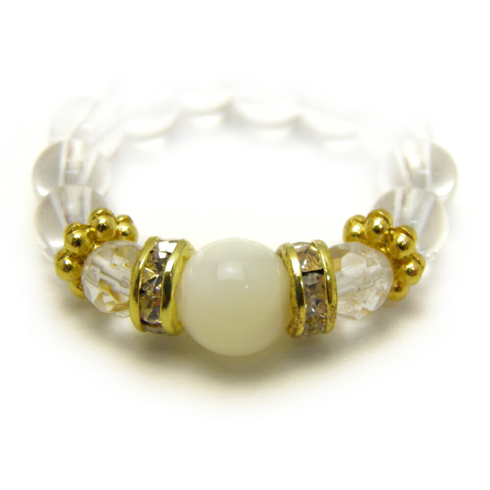 天然石マザーオブパールリング金カラ...