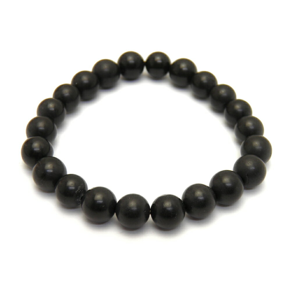 天然石 ブレスレット 北海道産ブラックシリカ (約8mm) 15cm 送料無料 高級品 パワーストーン / インペ..
