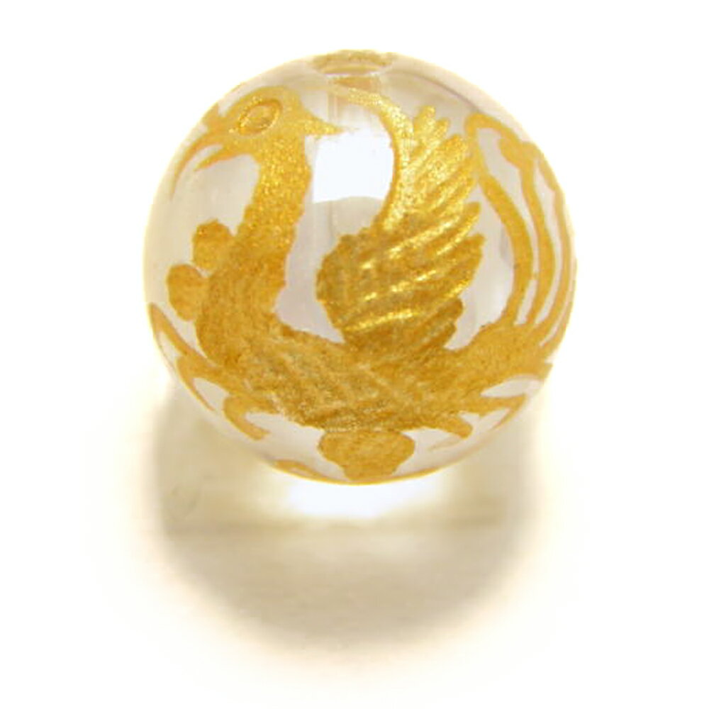 四神獣 彫刻ビーズ オーロラクォーツ 10mm 金彫り 朱雀 一粒 天然石 パワーストーン / インペリアルオーラ おしゃれ かわいい オシャレ 可愛い プレゼ...