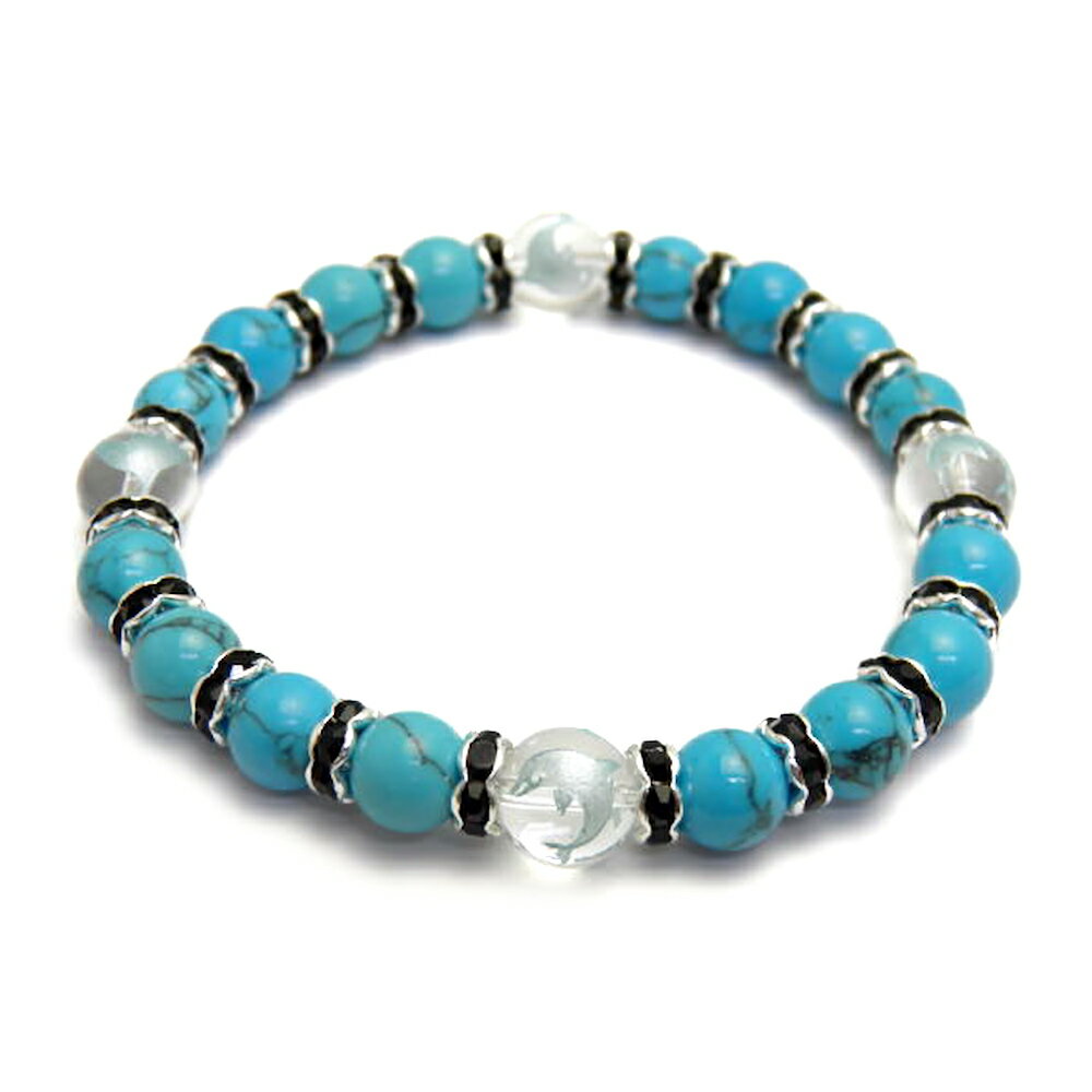 水晶10mm ブルー イルカ ターコイズ ブレスレット 天然石 パワーストーン / インペリアルオーラ おしゃれ かわいい オシャレ 可愛い プレゼント ギフト 贈り物