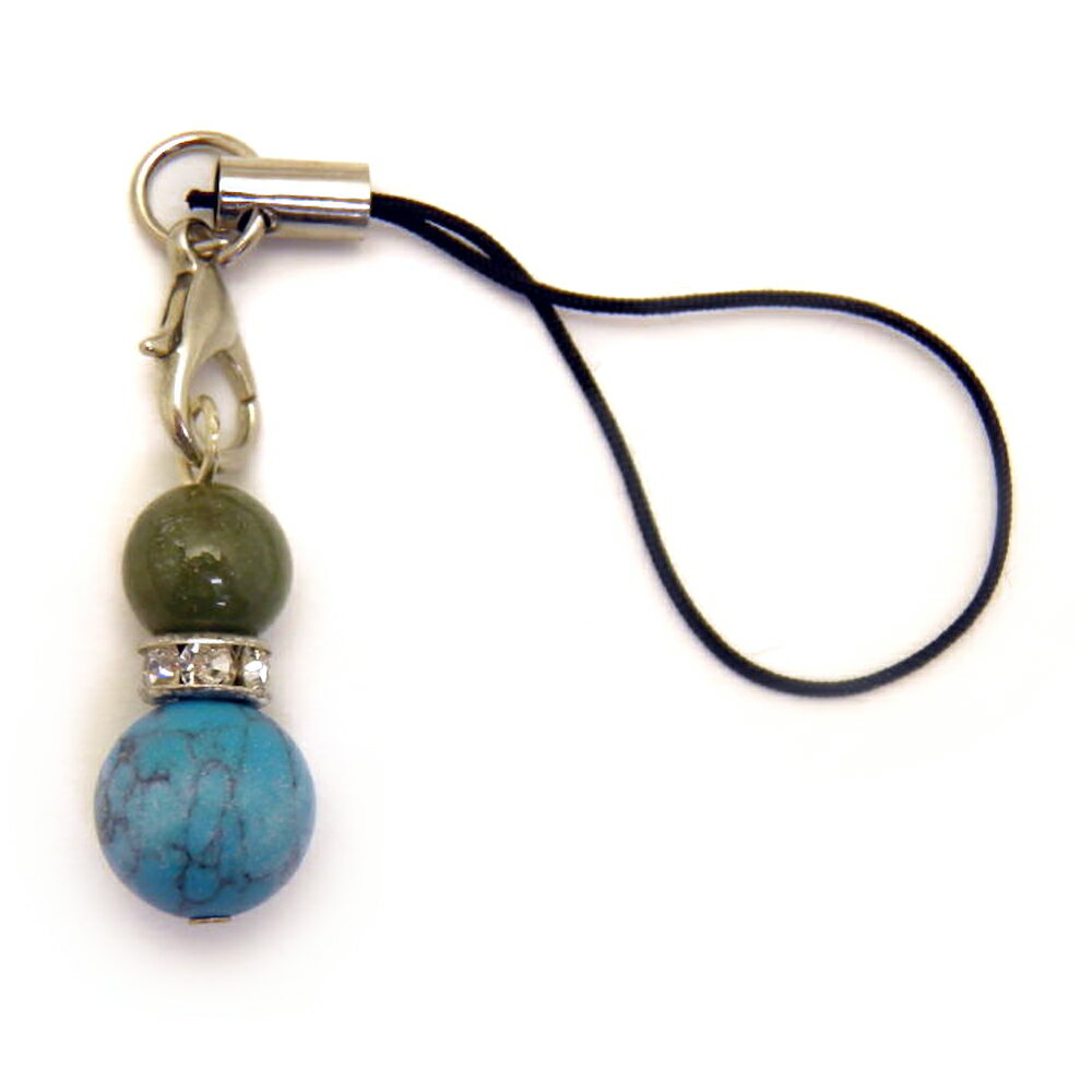 翡翠&ターコイズ ひょうたんストラップ 旅のお守り 天然石の携帯ストラップ・スマートフォンストラップ パワーストーン / インペリアルオーラ おしゃれ かわいい...