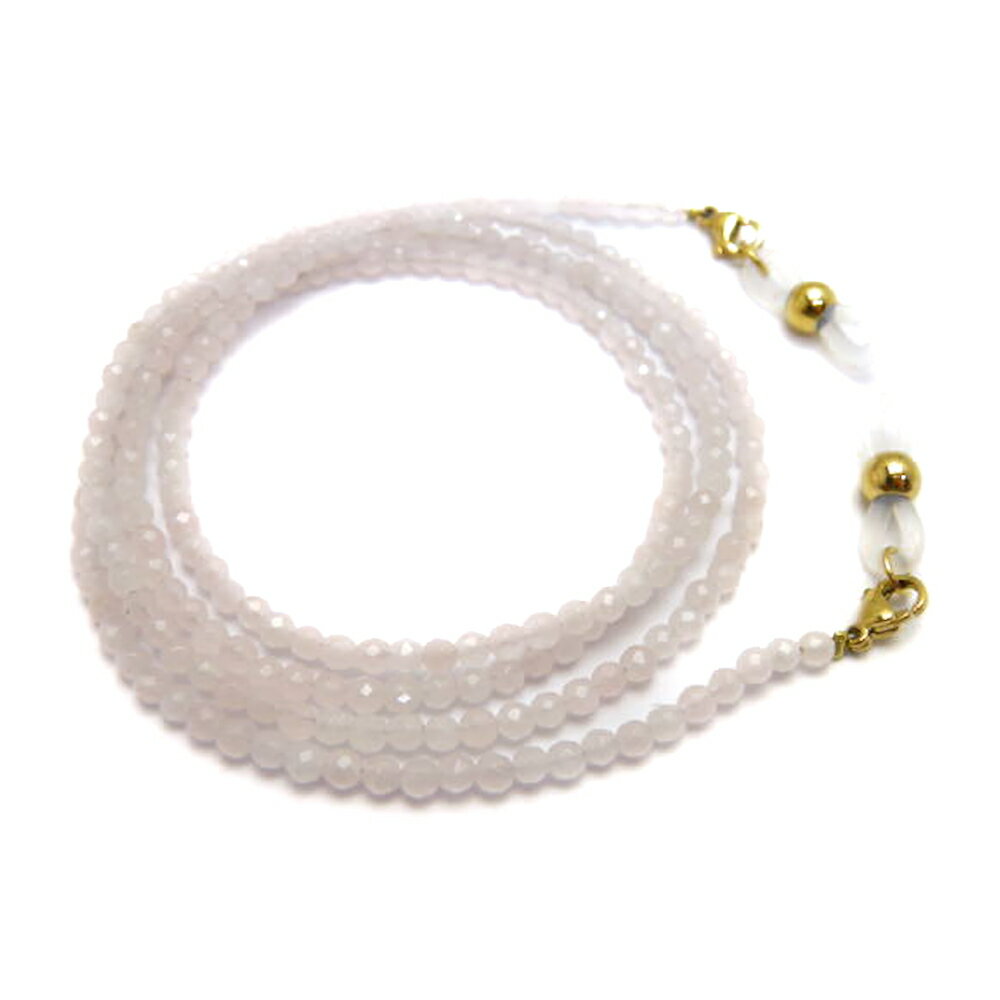 天然石 ローズクォーツ 3mm玉 丸玉 32面カット メガネチェーン 置き忘れ防止 めがねホルダー メガネストラップ 眼鏡コード 父の日 母の日 敬老の日ギフト...