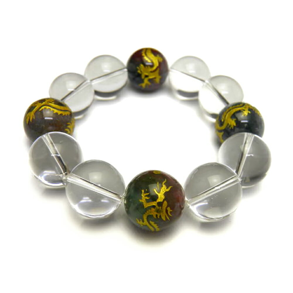 迫力の18mmインディアンアゲート金龍彫り 龍ボリュームブレスレット 天然石・パワーストーン / インペリアルオーラ おしゃれ かわいい オシャレ 可愛い プレ...