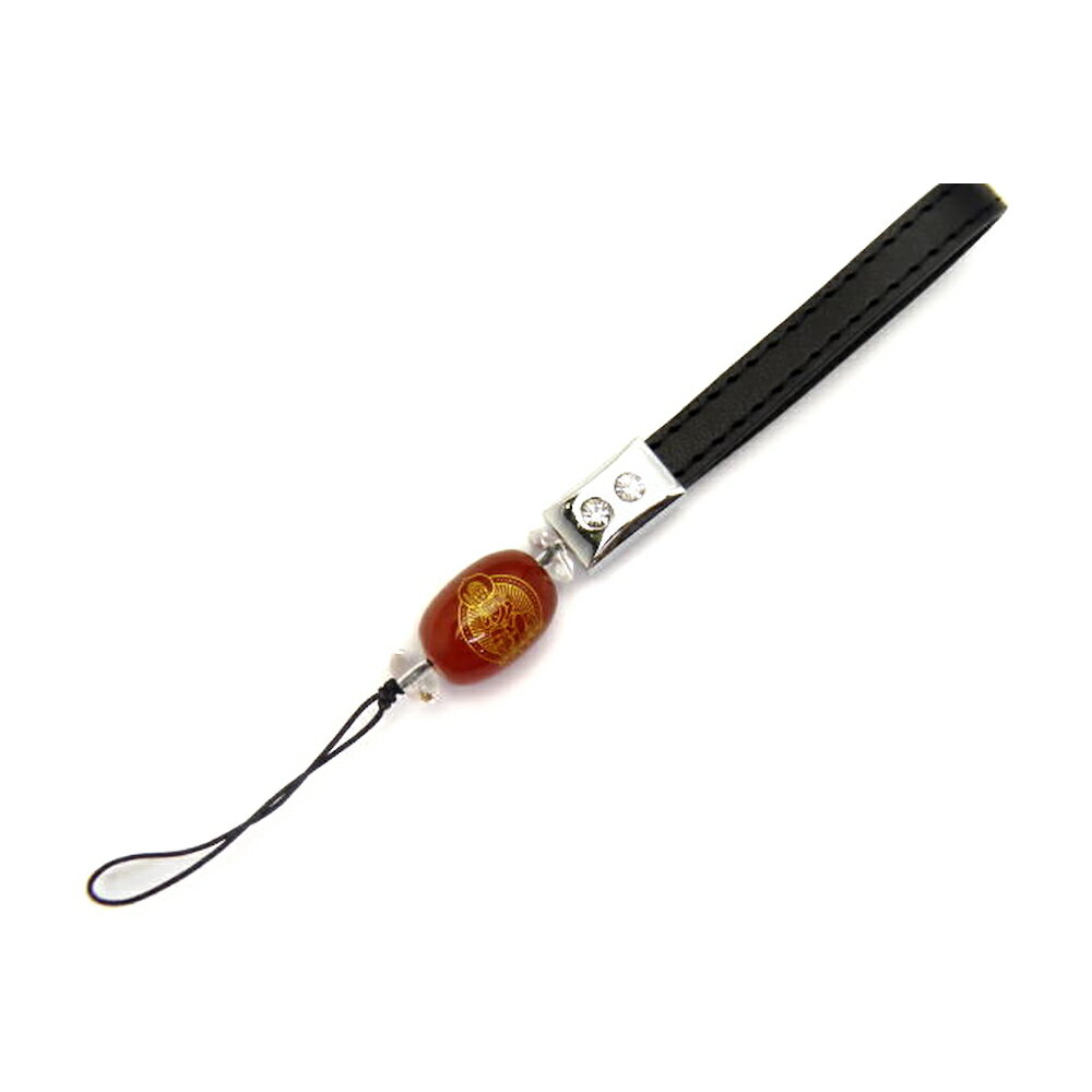 レッドメノウ 八大観音 文殊菩薩「太鼓型 13x18mm (金)携帯ストラップ 合皮ひも 合格祈願 天然石 パワーストーン プチギフト 転勤 退職 お礼 母の日...