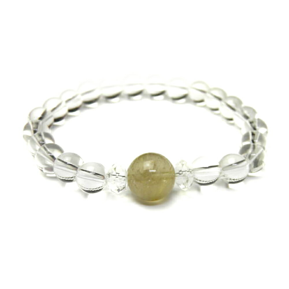 ルチルクォーツ 12mm 大玉 ワンポイント 水晶 ブレスレット 金運 数珠 ブレスレット アウトレット レディース&メンズ ギフトにも最適 天然石 パワースト...